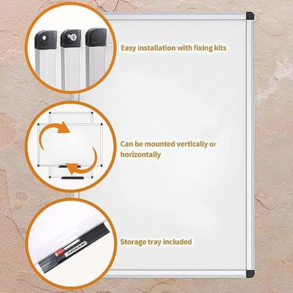 VIZ-PRO Dry Erase Board/Wall Mounted Whiteboard, 48 x 36 Inches - size: 48"W x 36"H