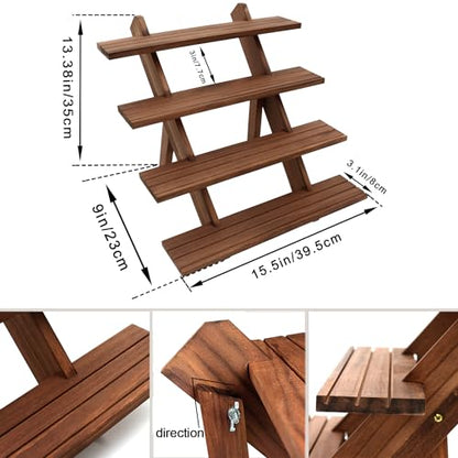 51pcs 4-Tier Wood Earring Display Stand, Retail Display Riser Earring, Ring Holder Stand, Removable Countertop Small Merchandise Display Stand with 50 Pcs Earring Card (Light brown) - color: 4 Tier