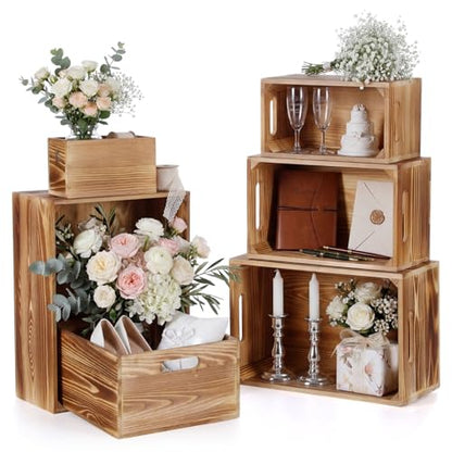 AceOrbit Set of 6 Rustic Wood Crates for Display Nesting Box, Light Brown - color: Light Brown