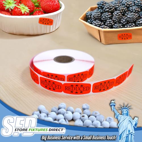 Reduced Price Store Stickers, Fluorescent Orange Self-Adhesive Retail Merchandise Labels - 5000 Pack - size: 5 Pack