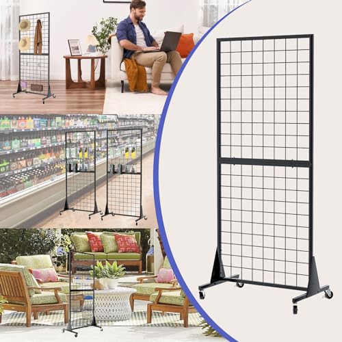 3-Pack 2'x5.5' Ft Gridwall Panel Display Stands Heavy Duty Floor Standing Retail Display Rack with Triangle Base for Retail Art Show with 20 Hooks