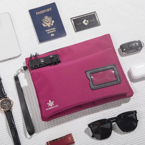 KOSMCCO Lockable Money Bag, Rose Red, 11x8.6 Inch - color: Rose Red