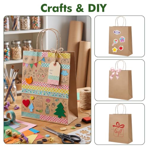 OUTUXED 1200pcs 8x4x10in Brown Paper Bags with Handles, Kraft Gift Bags - color: Brown 8x4x10in, size: 1 Count (Pack of 1200)