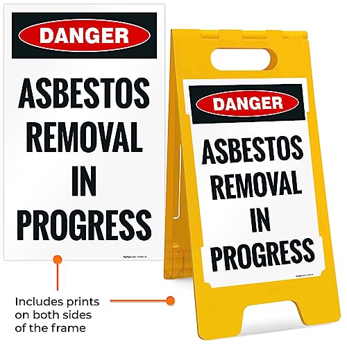 OSHA Danger Asbestos Removal in Progress Sidewalk Sign Kit, - size: 10x16 Inches, style: A-frame + 2 Panel Kit