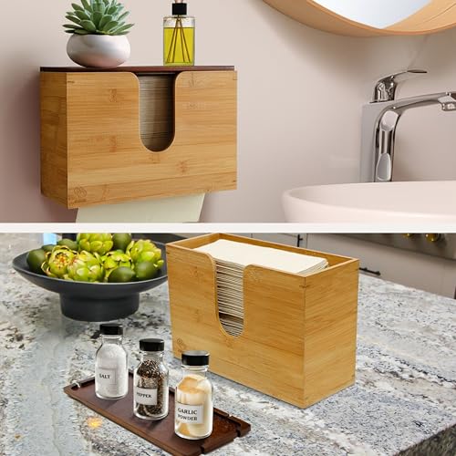 eBun Bamboo Paper Towel Dispenser with Removable Wooden Lid Tray, Bamboo - color: Bamboo