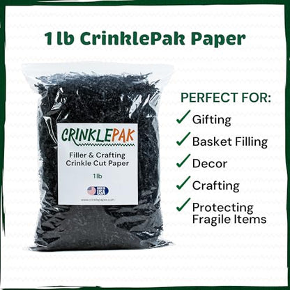 1LB Black Crinkle Paper Shred Filler Gift Basket, USA Made - color: Black, size: 1 LB
