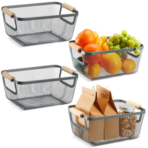 Ziliny 4 Pcs Mesh Wire Baskets for Organizing, Small, Dark Gray - color: Dark Gray, size: Small