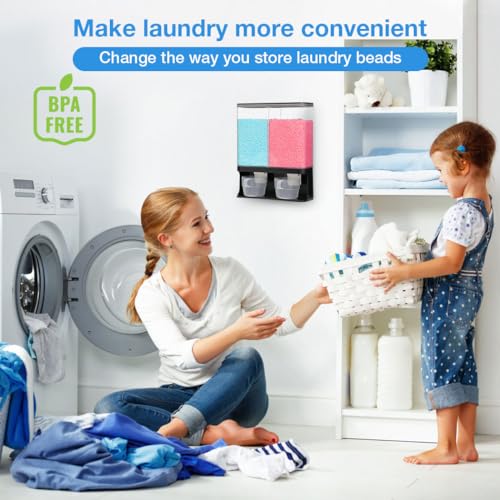 Conworld Laundry Detergent Dispenser, Wall-Mounted Scent Booster Beads Dispenser for Laundry Organizer, Laundry Beads Container, Rice Dispenser, Black - color: D-Black