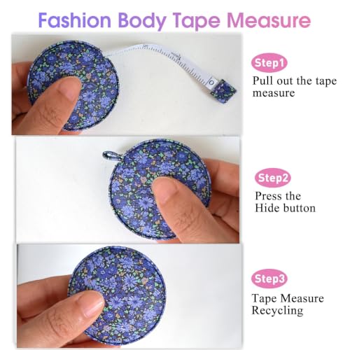 Body Measuring Tape for Body Cloth Tape Measure Fabric Tailors Sewing Medical Measurements TapeLeather Tape Measure Retractable Dual Sided Ruler (Purple Flowers) - color: Purple Flowers