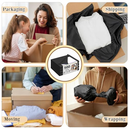 500 Sheets Black Tissue Paper Bulk 20 x 30 Inch for Halloween Packing - color: Black, size: 20 x 30 Inch
