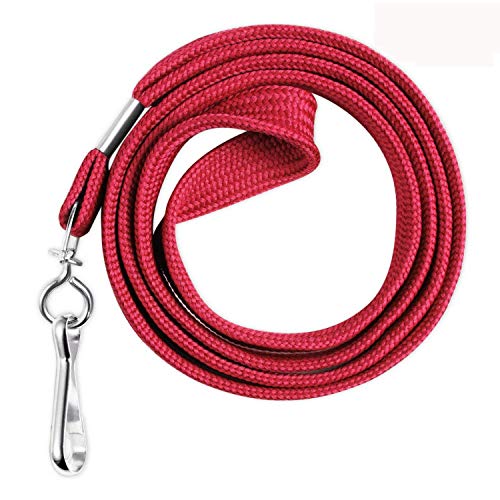 HOSL 100 Pack Badge Lanyards Office Lanyard ID Card Lanyards Business Card Lanyards Students Lanyards Employee Lanyards Round 36" With Swivel Hook (Wide Red) - color: Wide Red