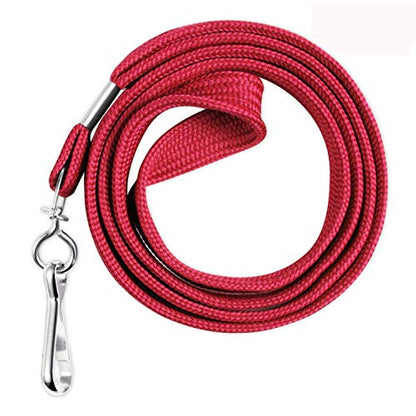 HOSL 100 Pack Badge Lanyards Office Lanyard ID Card Lanyards Business Card Lanyards Students Lanyards Employee Lanyards Round 36" With Swivel Hook (Wide Red) - color: Wide Red