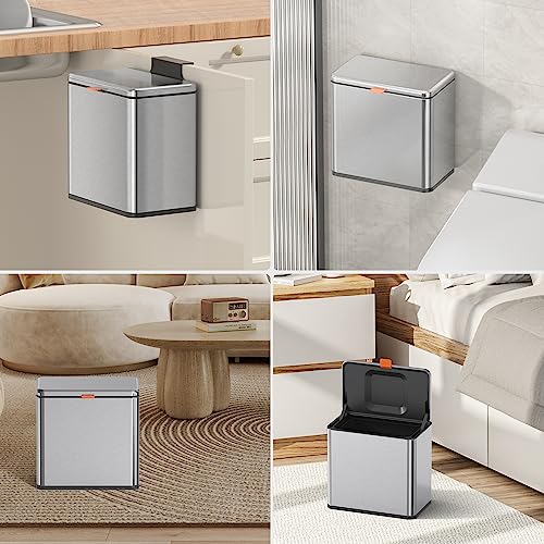 Mbillion 1.05 Gal Silver Hanging Stainless Steel Compost Bin - color: Silver, size: 1.05 Gal
