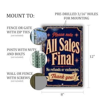 All Sales Final Vintage Enamel Business Sign - style: All Sales Final
