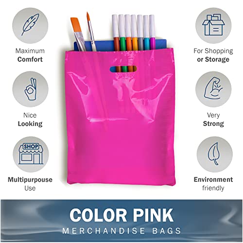 9x12 Pink Plastic Bags, Small, Glossy Finish, 1.5 Mil Thick, 200 Pack