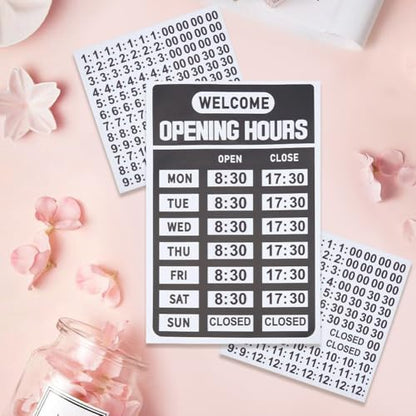 GORGECRAFT 2 Set Open Closed Signs Business Hours Sign Set for Glass Window Door Changeable Hours of Operation Signs Hour Indicator for Business Store Office Restaurant Bar Retail Shop Black 8"x12"