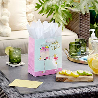 Hallmark 9" Medium Birthday Gift Bag with Tissue Paper (Make a Wish Cake and Pug Puppy) (Pack of 2) - size: 1 count (Pack of 2), style: Dog with Cake