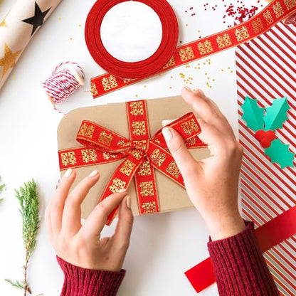 SHINEOFI Wedding Decorative Ribbon 1 Inch Red Double Happiness Chinese Character Ribbon for Wrapping Party Wedding and Festive Packaging