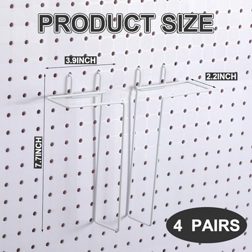 Beeveer 4 Pair Pegboard Display Shelves Expandable Magazine Holder, White - color: White