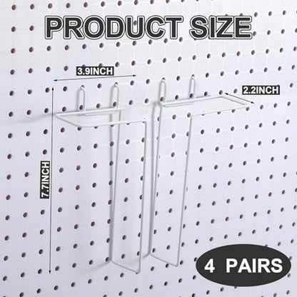 Beeveer 4 Pair Pegboard Display Shelves Expandable Magazine Holder, White - color: White