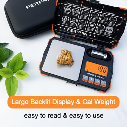 Pocket Scale, Dual Powered, Precision Gram Scale with Zipper Case - color: Orange