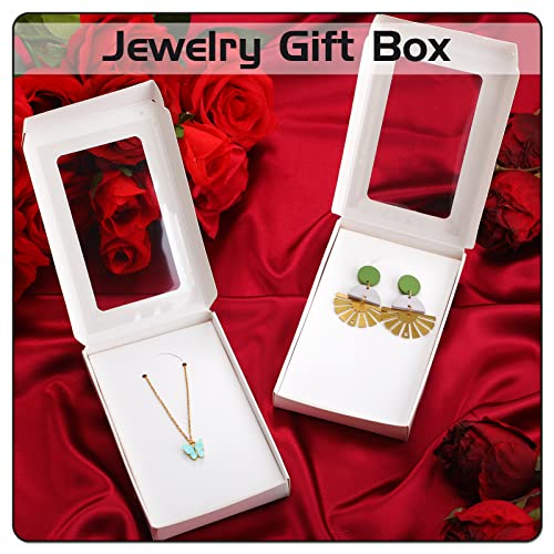 Crtiin 30 Pack Jewelry Gift Boxes Set with Clear Window, White - color: White
