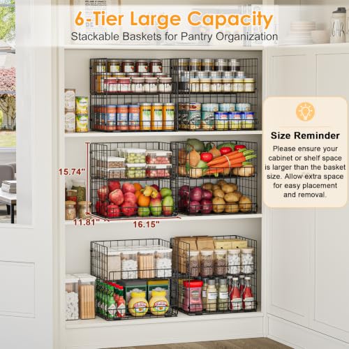 JKsmart 6-Tier XXL Stackable Wire Basket, Snack Organizer for Countertop - size: 6 Tier XXL