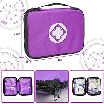 First Aid Kit 300PCS Car Home Camping Essentials Purple 1st Aid - style: 300Pcs-Purple