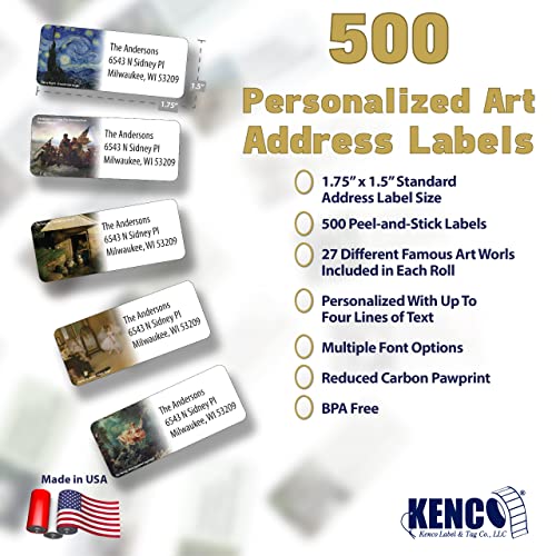 Customized Personalized Address Labels - Made in The USA by Kenco (Famous Art, 500 Labels) - color: Famous Art, size: 500 Labels