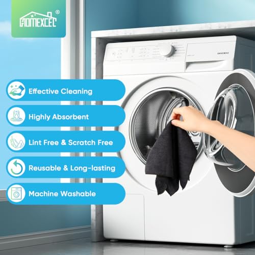 HOMEXCEL Black Microfiber Cleaning Cloth, Microfiber Towels for Car, 12 PK - color: Black