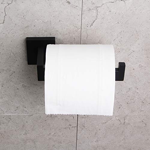 GERZWY Bathroom Toilet Paper Holder SUS 304 Stainless Steel Matte Black Tissue Paper Roll Holder Wall Mount FG1605-BK - color: Black
