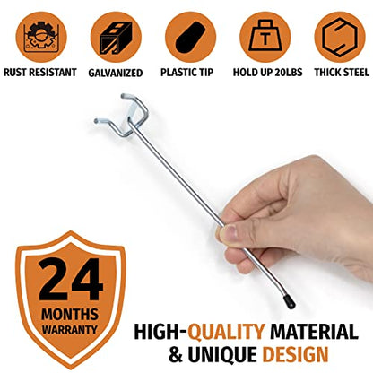 HUHOLE 100 Pack 2 Inch Silver Pegboard Hooks for 1/8 and 1/4 Boards