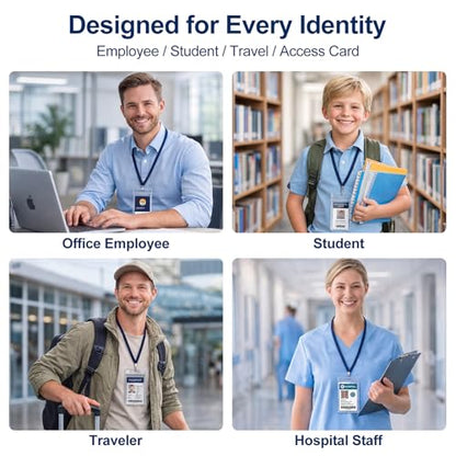6 Pack ID Badge Holder - Vertical Badge Holder, 2.25" x 3.5" Clear Cards Holders for Lanyard, Plastic Sealable Waterproof, Name Tag Holder for Nurses, Office, and School