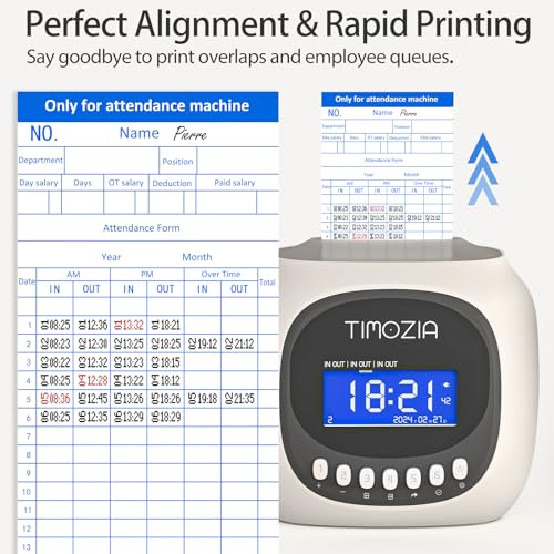 Time Clocks for Employees Small Business, Auto-Align Time Clock, 6 Punches per Day Time Machine | Clock in Machine for Employees with 100 Time Cards, 2 Ink Ribbons(1 Inside) and 1 Rack - color: Gray