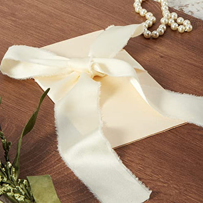 Keypan Ivory White Frayed Satin Chiffon Ribbon, 1.5 Inches, 21 Yards - color: Ivory White