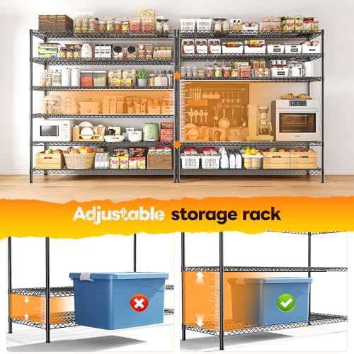 REIBII 6-Tier Heavy Duty Wire Shelving Unit, 3840LBS Storage Shelf Rack - size: 83"H x 55.5"W x 18"D