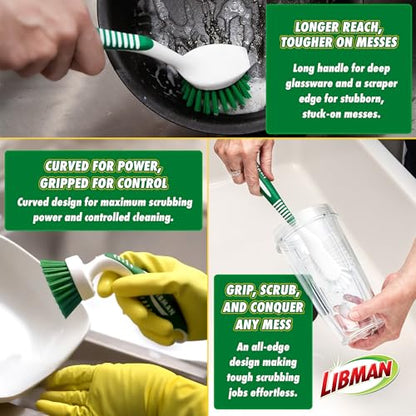 Libman Green & White Cleaning Brush Kit, 3-Piece Set, All-Purpose Brushes for Kitchen, Basins, Sinks, Dishwashers - style: Kitchen Brush Kit
