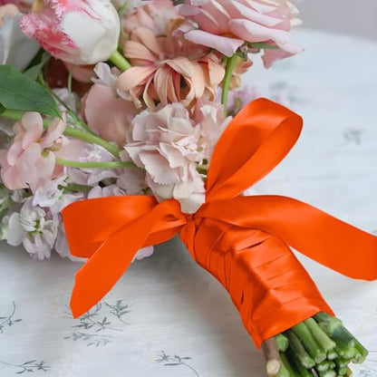 Orange Satin Ribbon 1 Inch 100 Yards, for Wedding Gift Wrapping - color: Orange