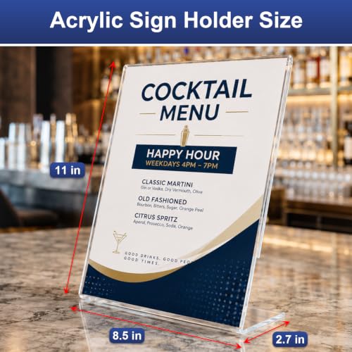 Arrobust 18 Pack Acrylic Sign Holder 8.5 x 11, Plastic Clear Display Stand for Tabletop, L-Shaped Vertical Acrylic Paper Holder for Menu, Flyers, Office, Restaurants, Documents, Store, Desktop - size: Vertical 18 Pack 8.5x11