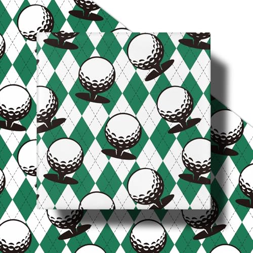 RUSPEPA Golf Wrapping Paper Roll for Men Boys, Mini Roll, Classic Golf Ball and Argyle Plaid Design, Green and White Gift Wrap for Father's Day, Birthday, Sports Party, 17 Inches x 16.4 Feet - color: Golf Ball