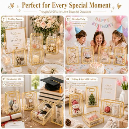 SHIPKEY 10 PCS Clear Gift Bags with Handles, Small Gold PVC Party Bag - color: Brown - Small