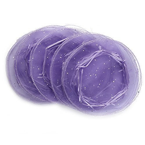 100Pcs 9.8 Inch Round Organza Bags, Drawstring Tulle Wedding Party Favor Pouch Christmas Candy Gift Bags (Light Purple) - color: Light Purple