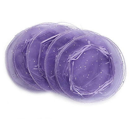 100Pcs 9.8 Inch Round Organza Bags, Drawstring Tulle Wedding Party Favor Pouch Christmas Candy Gift Bags (Light Purple) - color: Light Purple