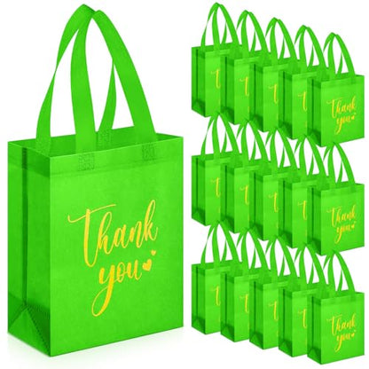 Sweetude 30 Thank You Non Woven Gift Bag, 10 x 8 x 4 Inch, Light Green - color: Light Green, size: 10 X 8 X 4 Inch