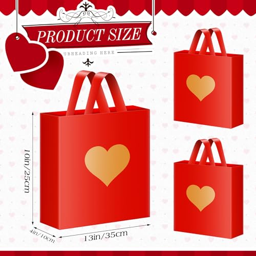Wesnoy 48 Pcs Heart Plastic Shopping Bags Bulk 10 x 13'' Large Gift Bags with Handle Heart Reusable Shopping Bag for Party Supplies (Gold) - color: Gold