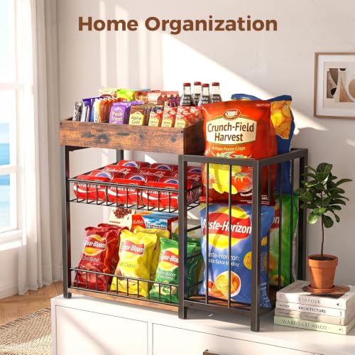 Snack Organizer for Countertop, Adjustable Compartment&Frame Basket - size: 60×28×52cm