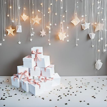 Gift Box with Lid & Ribbon for present, 12pcs, White, 4"×4"×4" - color: White, size: 4 x 4 x 4 Inch