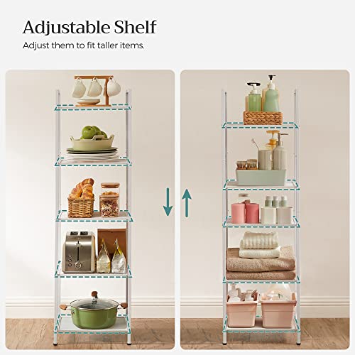 SONGMICS 5-Tier Storage Rack, Bathroom Shelf, Extendable Plant Stand - color: White, size: 5 Tiers