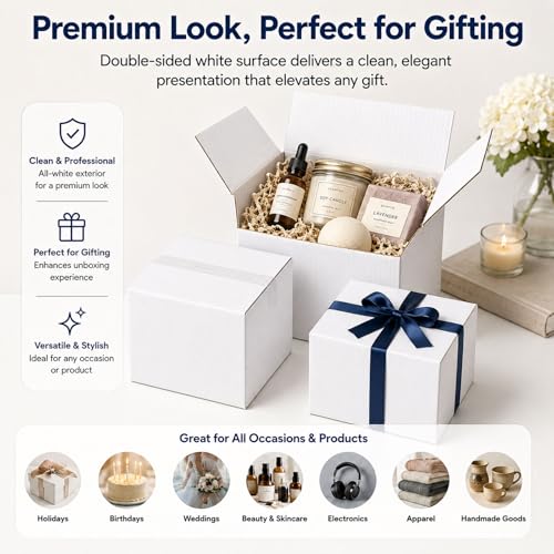 7x7x7 White Shipping Boxes, 25 Pack - size: 7x7x7 Inch