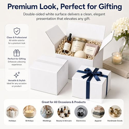 7x7x7 White Shipping Boxes, 25 Pack - size: 7x7x7 Inch